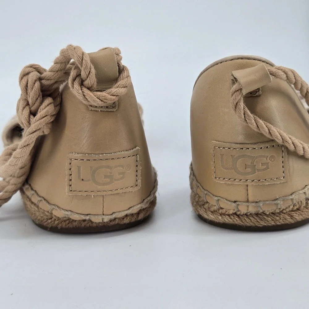 UGG Australia Jordyne Striped Rope‎ Wrap Ankle Tie Espadrille Flats Women Size 9